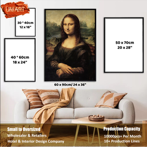 Tranh treo tường vải bố vẽ tay 100% Uniart, tùy chỉnh họa tiết Mona Lisa nổi tiếng, dùng trang trí phòng khách - Product Image 5