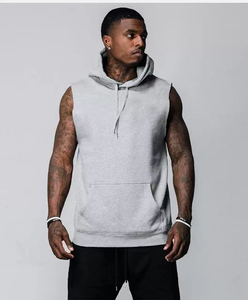 Chaleco con capucha de color sólido para hombre, sudadera de entrenamiento de verano con capucha suelta sin mangas, Sudadera con capucha sin mangas de alta calidad premium - Product Image 4