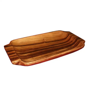 Plateau de service en bois rectangulaire de conception occidentale de couleur naturelle fait à la main pour le plateau de service de nourriture de maison et de restaurant - Product Image 3