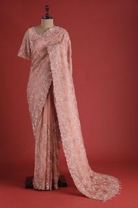 Femmes modernes Designer Khadi Organza Rose Saree avec Blouse Ethnique Confortable et Élégant Mariage Bollywood Fête Porter Pour Les Femmes - Product Image 4