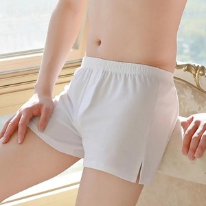 Pantalones cortos con abertura lateral, calzoncillos transpirables con cintura elástica para hombre, pantalones cortos holgados, calzoncillos cómodos de tiro medio para el hogar, ropa de dormir - Product Image 1