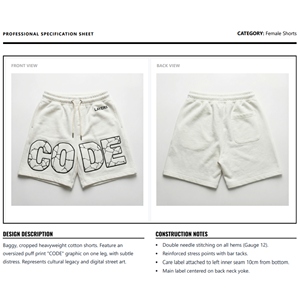 Shorts Bermuda en Coton Épais Personnalisés pour Femmes Logo Streetwear Déchiré Coupe Classique Taille Élastique Taille Haute Écologique - Product Image 5