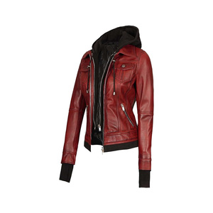 Chaqueta de Cuero para Mujer, Estilo Casual para Diario, Color Sólido, Manga Larga, Cierre de Cremallera, Nuevo Estilo de Moda - Product Image 3