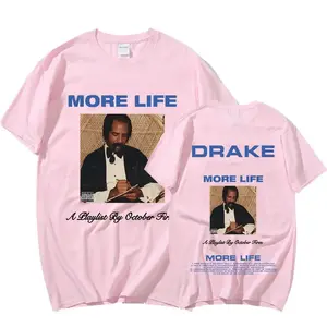 Camiseta Gráfica de Drake, del Álbum 'More Life', Estilo Vintage, Tejido Transpirable para Verano, Decoración con Cierre y Logotipo - Product Image 3