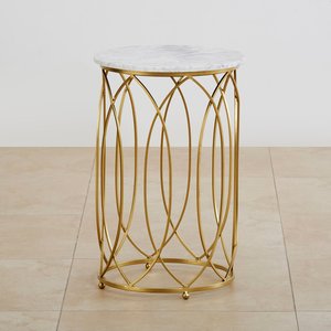 Table basse de luxe, artisanat en métal, table en métal plaqué or, décoration moderne pour la maison, plateau en marbre, table élégante, directement de l'usine - Product Image 2
