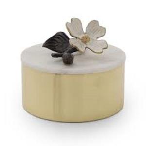 Vente en gros Boîte à bijoux design feuille nickelée Cadeaux Boîte à bijoux décorative en métal de forme ronde Boîte de rangement pour bibelots Boîte à bijoux - Product Image 4