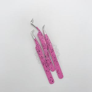 New Arrival Customized <b>Pink</b> <b>Powder</b> Coating Silver Tip Tweezer Smooth Handle Tweezer Sustainable Stainless Steel Lash Tweezer - Product Image 3