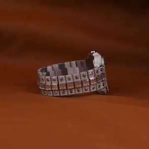 Shivpath Nam 41mm Analog kinh doanh đồng hồ sang trọng đầy đủ đá moissanite kim cương vuông cổ điển Baguette cắt Roman đơn giản - Product Image 2