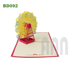 ANN HANDICRAFT Carte de vœux japonaise 3D pop-up paysage urbain faite à la main, grande roue en papier, souvenir de haute qualité, finition mate - Product Image 5