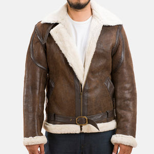 Otoño/Invierno nueva chaqueta de moto de piel de oveja genuina con cuello levantado a prueba de viento y transpirable diseño personalizado para hombres - Product Image 1