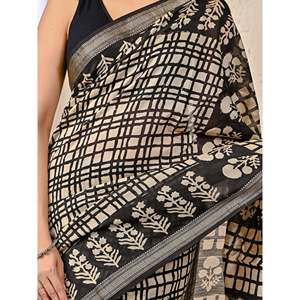 Sari imprimé Chanderi modèle Banarasi, Blouse, Lehenga-Salwar Kameez indien, en Georgette, filet et modal de qualité supérieure, style pakistanais - Product Image 2
