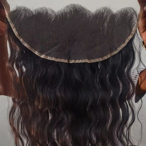 สีดำธรรมชาติ3มัดแถมฟรีหูกับหูสำหรับหน้าผากลูกไม้ (20 22 24 + 18 ") ผมอินเดียสำหรับลูกไม้ด้านหน้า - Product Image 1