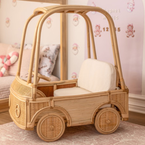 Voiture à pédales en rotin pour enfants, approvisionnement direct usine, meilleur prix, voitures porteurs d'intérieur pour bébés, personnalisation acceptée - Product Image 3