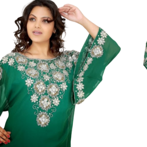 2022 Beyss XS Kaftan modesto Hermoso diseño marroquí Vestido musulmán tradicional Casual Estilo de Dubái Kaftan rojo - Product Image 1