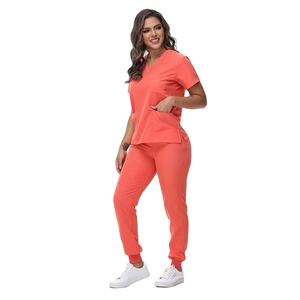 ชุดยูนิฟอร์มพยาบาลผ้าฝ้าย 100% แบบยูนิเซ็กซ์ ชุดสครับสำหรับโรงพยาบาล ชุดโยคะ ชุดสครับทางการแพทย์ กางเกงพยาบาล ชุดยูนิฟอร์มพยาบาล สีและโลโก้สั่งทำได้ - Product Image 1