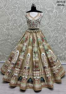 Diseñador Pavo Real y Elefante Parche & Zari trabajo e hilo trabajo Nupcial Lehenga - Product Image 3