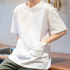 T-shirt d'été unisexe décontracté avec poche surdimensionnée pour homme Tissu tricoté léger personnalisé avec design solide Manches courtes grande taille - Product Image 2