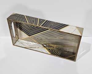 Premium Enamel Printed Wooden Tray <b>Set</b> with Glossy Gold Foil Surface Ideal for Festive Gifting, Home Decor, and <b>Tea</b> Serving - Product Image 2