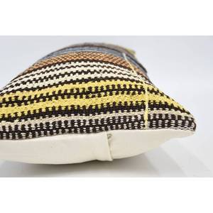 12x24 Beige Kilim Wool Rug with Woven Vintage Pattern <b>Bolster</b> <b>Pillow</b> Eco-Friendly Non-Slip Removable & Washable - Product Image 5