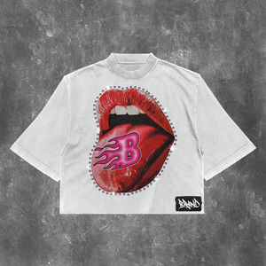 T-shirt à manches courtes col rond surdimensionné en satin 100% coton 220GSM poids lourd pour hommes, taille plus, impression sérigraphique - Product Image 3