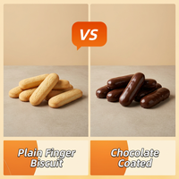 La machine à enrober les biscuits au chocolat haute capacité avec tunnel de refroidissement est utilisée pour la production de biscuits en forme de doigt.