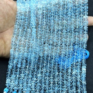 ลูกปัดพลอยบุษราคัมเจียระไนสีฟ้าธรรมชาติคุณภาพสูงสำหรับทำเครื่องประดับขนาด6มม. 7มม. - Product Image 6