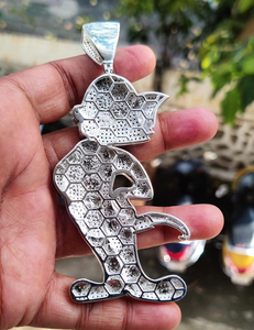 Pendentif Chat de Dessin Animé Glacé en Argent Sterling Plaqué Rhodium avec Moissanite Noire et Blanche, Entièrement Sertie, Style Hip Hop, Motif Animal - Product Image 5