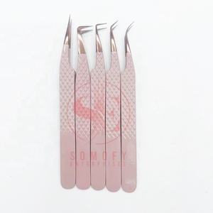 Professional Rose Gold Diamond Grip Pointed Lash Tweezers Brown Sustainable Private Label Fiber 10mm Stainless <b>Steel</b> High - Product Image 2