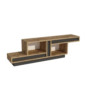 Liberdade 150 centímetros TV Stand Gabinete TV Media Entertainment Center com armazenamento fechado e prateleiras abertas-Atlantic Pine & Antracite