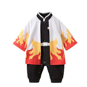 Costume de bébé Kyojuro Demon Slayer, cosplay d'anime japonais avec manteau, chemise et haut pour vêtements d'enfants - Product Image 1
