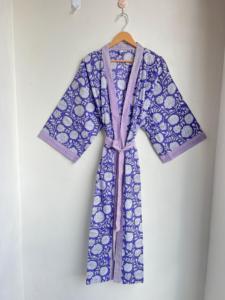 Kimono de algodón hecho a mano, Kimono Floral de algodón, albornoz ligero, de algodón suave Kimono, bata estampada en bloque, ropa de salón - Product Image 3