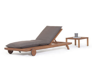 Laura Outdoor Solid Teak Wood Sun Longer with Soft <b>Cushions</b> and Natural Finish for Outdoor Use - Product Image 4
