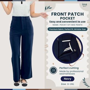Pocky Ivy Mid Women's Premium Ivy Fabric Eco-Friendly Straight Cut Pantalones de cintura alta Functional Front Patch Pockets para el trabajo - Product Image 5