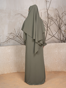 Robe de prière légère et modeste la plus vendue pour femmes, longue, avec hijab, en polyester, Abaya de l'Aïd, vente en gros pour musulmanes - Product Image 5
