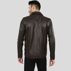 <b>Men's</b> ODM Autumn High Street Leather <b>Jacket</b> with Zipper Front Design Customizable Leather <b>Jackets</b> at Best Price - Product Image 2