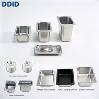 Peralatan Dapur Komersial Layanan Kustomisasi Beragam Panci 1/9 GN Stainless Steel Wadah Makanan Hotel