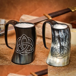 Taza de Base de madera de cuerno vikingo de alta calidad, artesanías naturales pulidas para fiestas de Navidad, superventas para bebidas calientes - Product Image 3