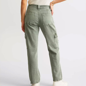 Pantalon cargo pour hommes en coton et polyester avec logo personnalisé, noir, fermeture à la taille élastique, poches latérales multiples, service OEM disponible - Product Image 3
