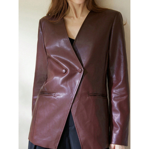 Veste en cuir pour femme Tendance en cuir d'agneau véritable Style vintage Veste en cuir pour femme Veste en cuir de vache véritable pour femme personnalisée - Product Image 1