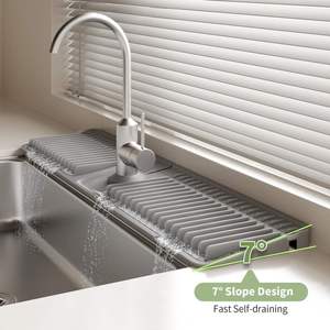 Faucet <b>Mat</b> for Kitchen Sink 24 Inch Longer <b>Silicone</b> Sink Splash Guard 7°Slope Fast Self-draining Fast Drying Tidy Faucet <b>Mat</b> - Product Image 3