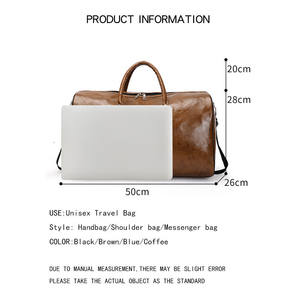 Sac de voyage en cuir PU grande capacité pour hommes et femmes, sac à bandoulière tendance avec fermeture éclair, grande taille - Product Image 4