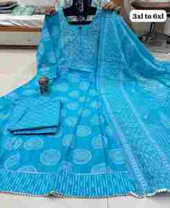 Precioso algodón de aspecto con trabajo de espejo Anarkali Kurti Pant y Dupatta Woman Fashion Fabricante y proveedor de Surat - Product Image 6