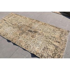 Vintage 4.2x8.6 ft Area Rug, Turkish Rug, <b>Brown</b> Camouflage Rug - Product Image 2