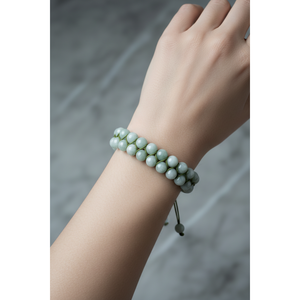 Pulsera de Macramé de Doble Hilera con Larimar Verde de 8mm y Piedras Naturales - Product Image 3