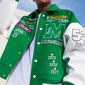 2025 personnalisé hommes décontracté sport université veste blancs broderie support écologique laine coquille strass hiver bouton - Product Image 3