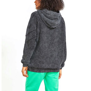 Vente en gros de sweats à capuche pour femmes de haute qualité, style streetwear, délavés à l'acide, entièrement personnalisés, doublés, en coton lourd, chauds à l'avant - Product Image 2