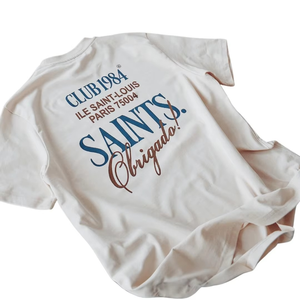 Crème surdimensionné t-shirt hommes col rond à manches courtes imprimé graphique coton t-shirt élégant Streetwear mode décontracté coupe ample haut - Product Image 5