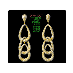 Boucles d'oreilles modernes à trois ovales en or jaune 14 carats avec diamants naturels, 10,00 TCW, taille brillant, certifiées IGI, pour enfants - Product Image 4