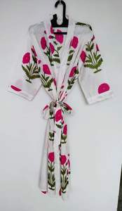 Women Kimono Cotton Kimono Robe Comfortable Nightwear Dress Bridesmaid Robe Dressing Gown Beachwear Indian Handmade Robe - Product Image 6