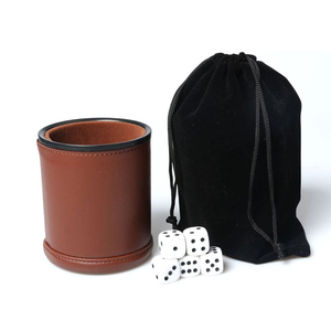 Vaso agitador de dados de cuero con logotipo personalizado – Vaso agitador de dados de casino silencioso con forro de terciopelo para juegos de mesa y juegos de dados de cuero - Product Image 4